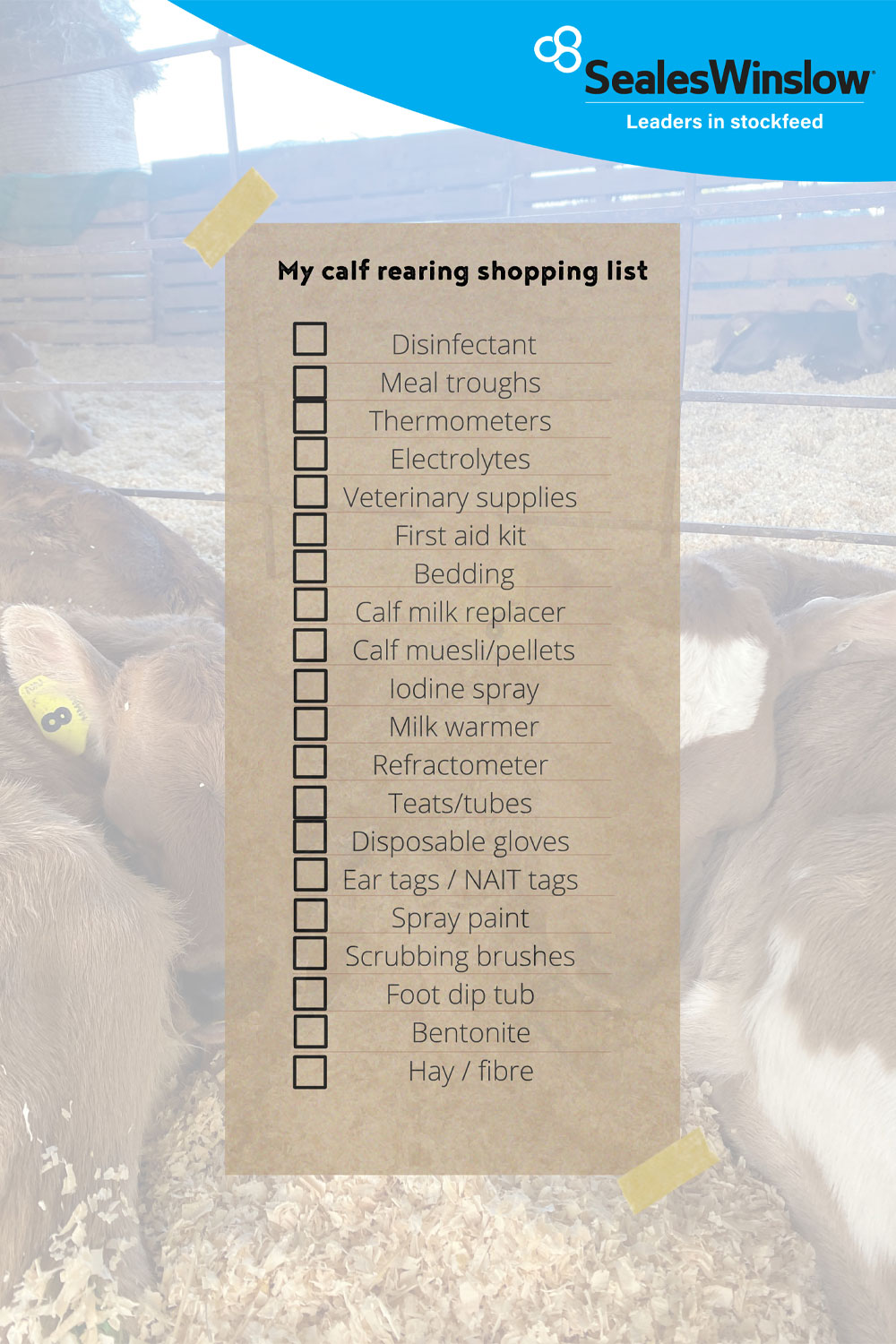 my calf rearing shopping list
